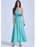 Chiffon Strapless Beads Long Prom Dress 